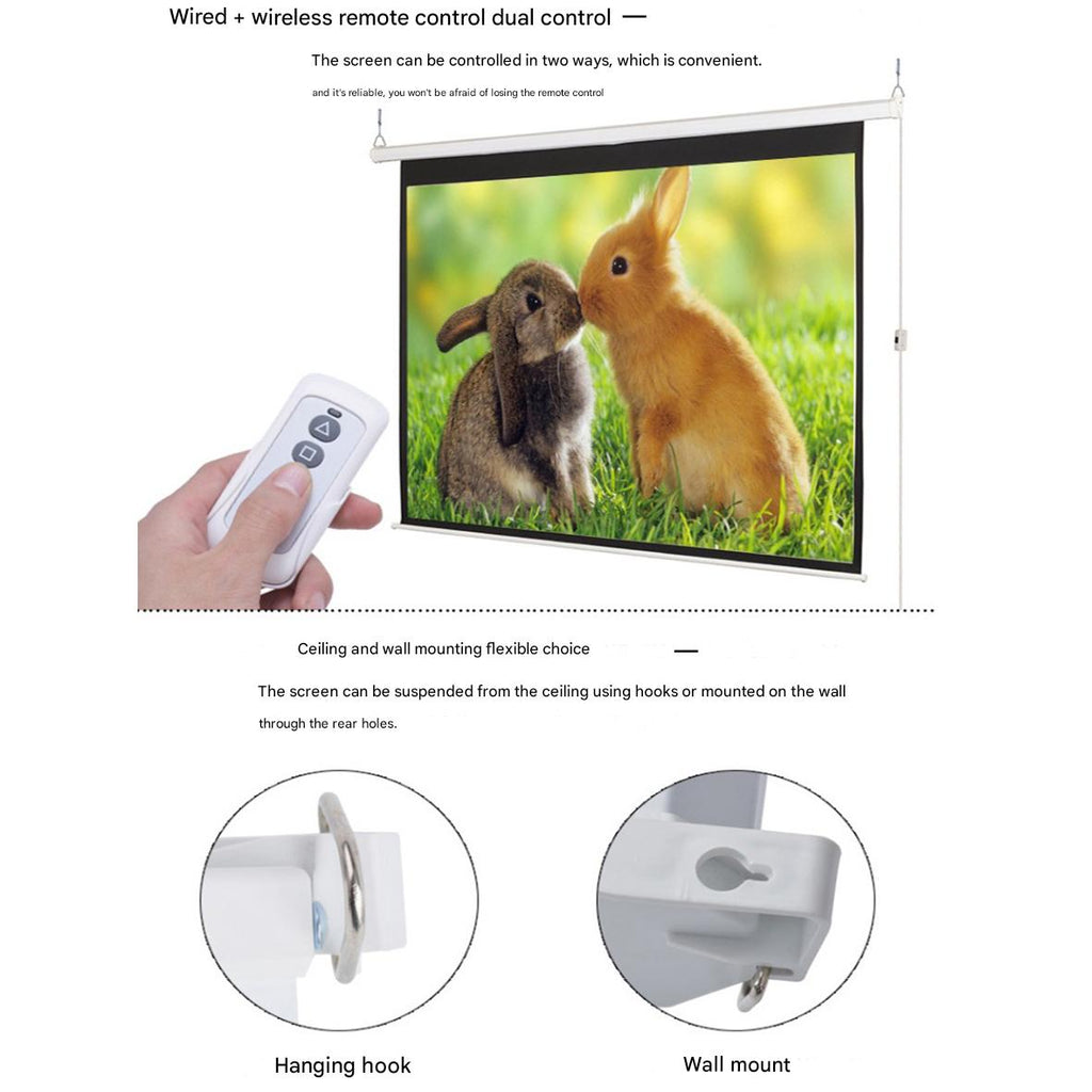 GAINVANE Projector Screen Motorized with Remote, 16:9 4k, 84 Inch Auto Electric Projection Screen, HD 4K Movie Screen for Home Theater, Cinema, Office