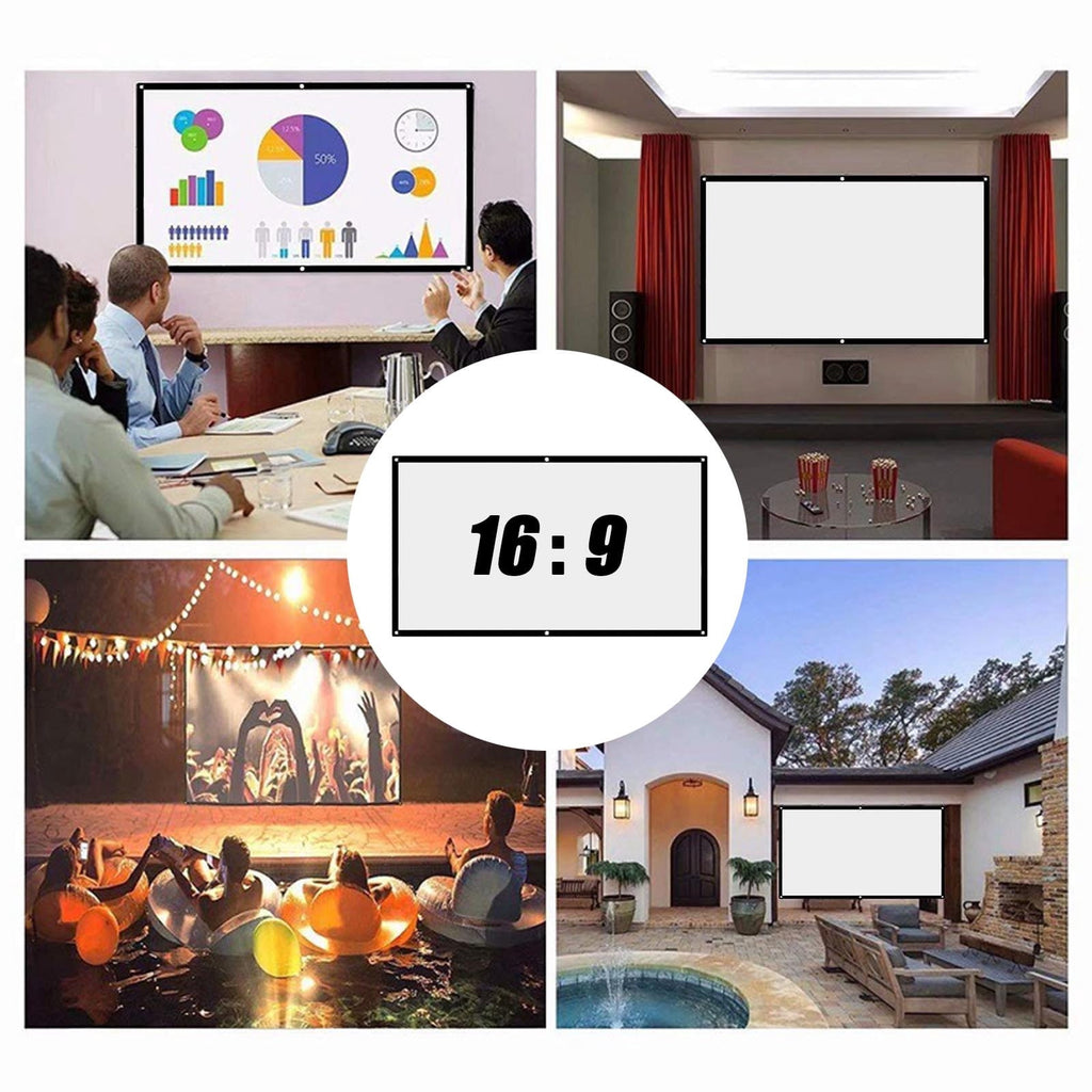 60-150 inch Portable Foldable Projector Screen – HD 16:9 Home Theatre, Outdoor Movie, Easy Install, Durable Polyester, Multi-Size Options‌