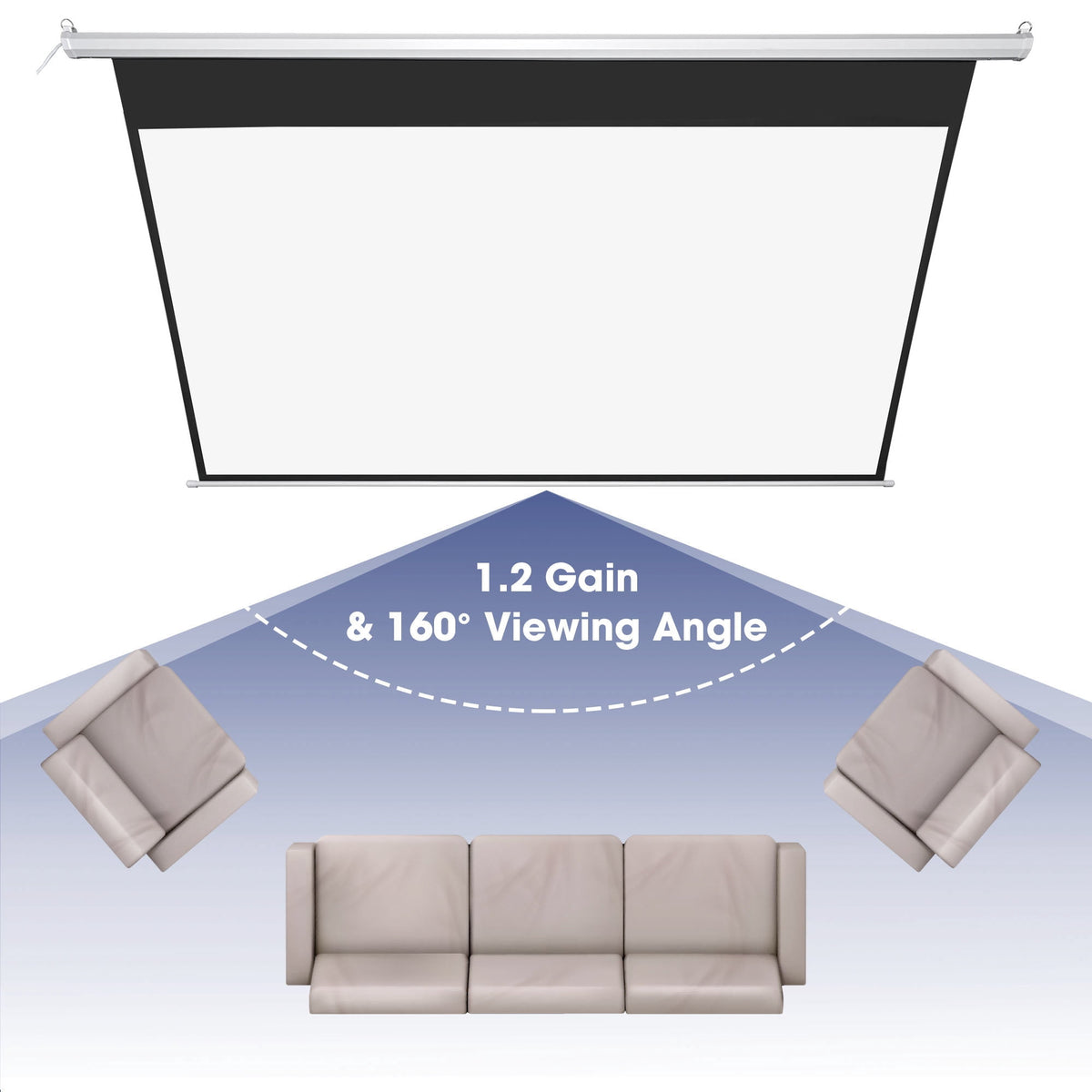 InstaHibit 92" Motorized Projection Screen with Remote Control 16:9 4K 3D HD Electric Projector Screen Wall Mounted Indoor Outdoor Movie Night