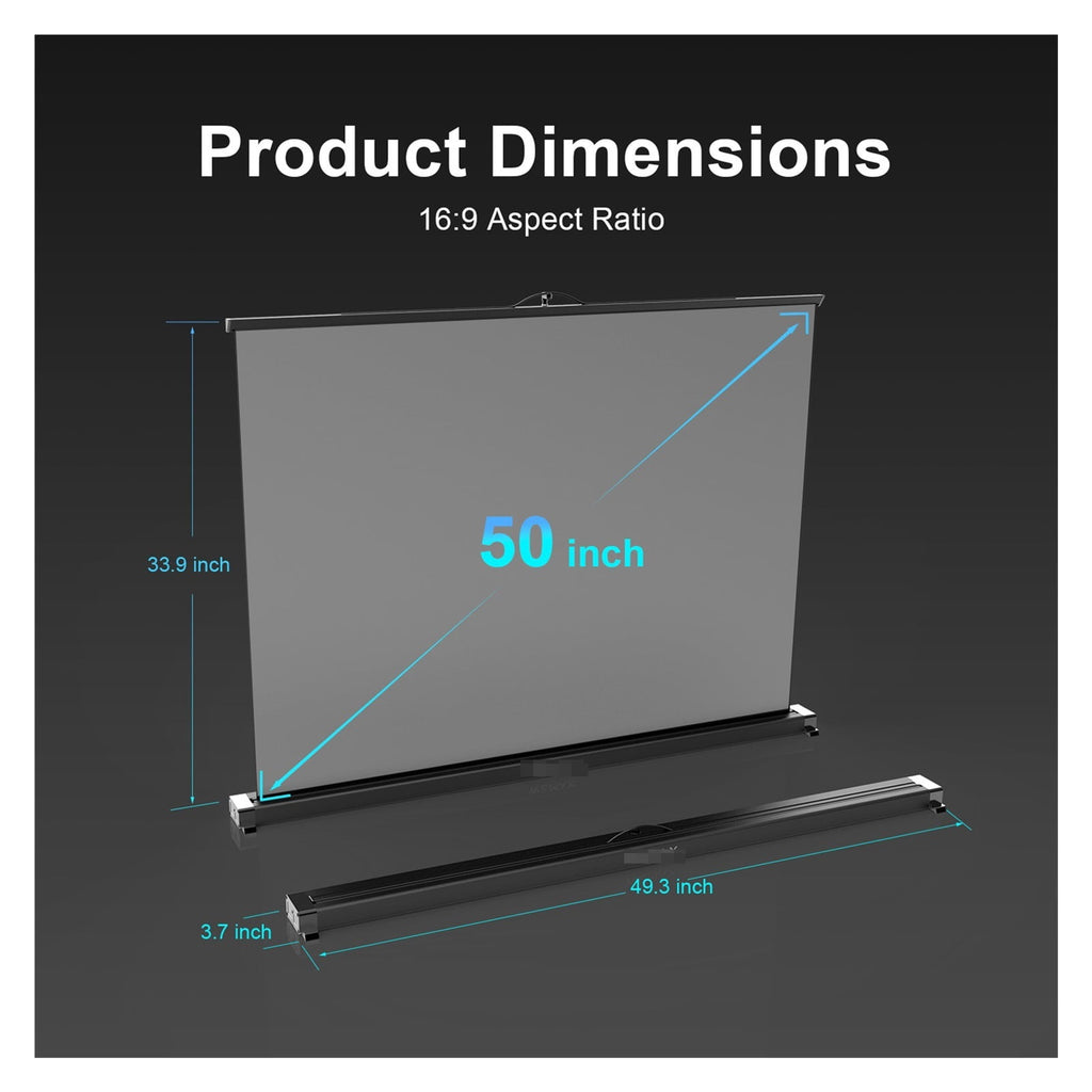 P50 Pro 50 Portable Projector Screen Tabletop Screen HD 16:9 Projection Pull Up Foldable Stand For Home Party Backyard Stadium Park Outdoor ,Wide Application