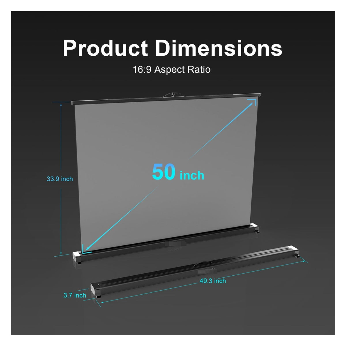 P50 Pro 50 Portable Projector Screen Tabletop Screen HD 16:9 Projection Pull Up Foldable Stand For Home Party Backyard Stadium Park Outdoor ,Wide Application