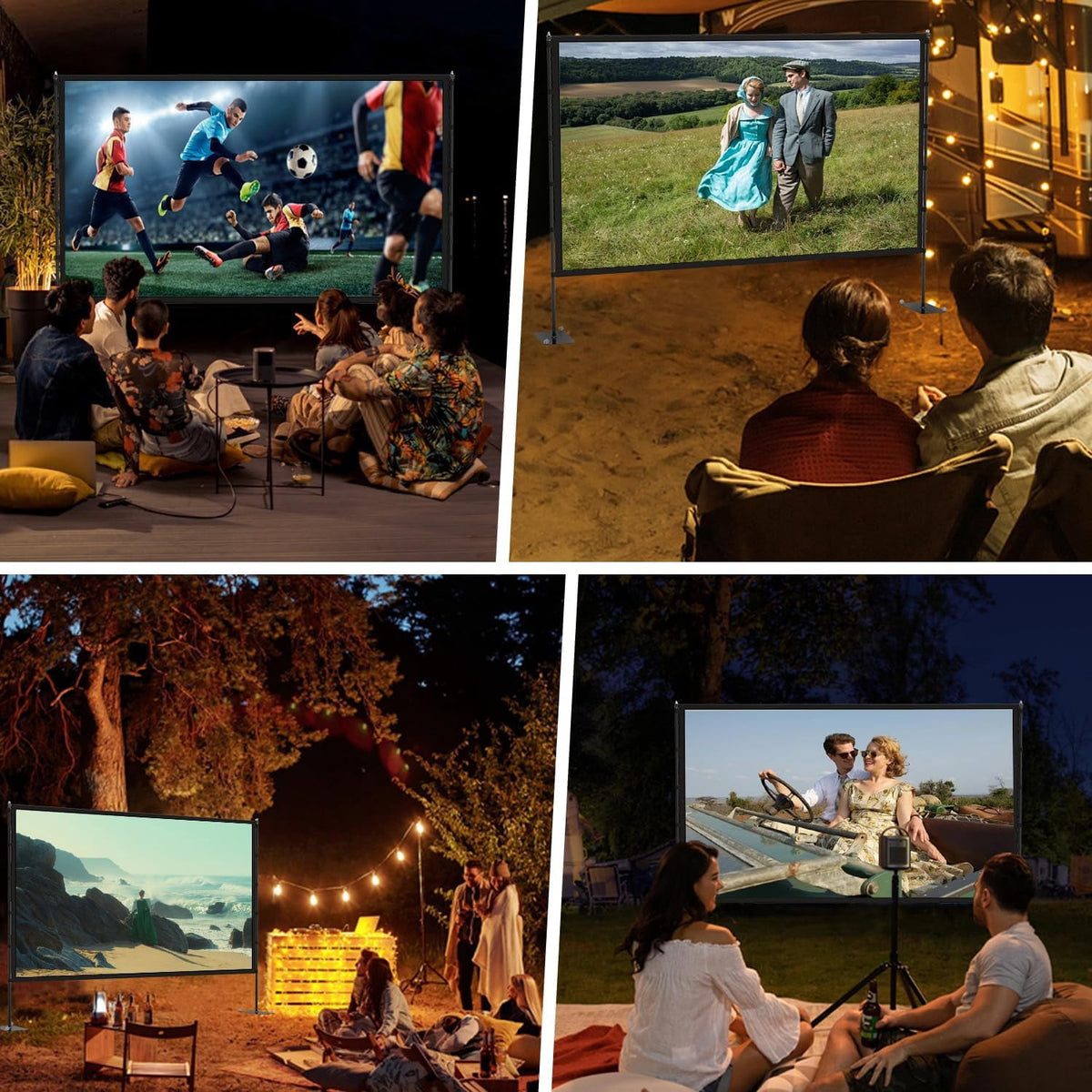 Projector Screen with Stand - 100 Inch Outdoor Projector Screen Portable Projector Screens 16:9 4K HD Outdoor Movie Screen with Carry Bag Can Enjoy Home Theater Projection Screen