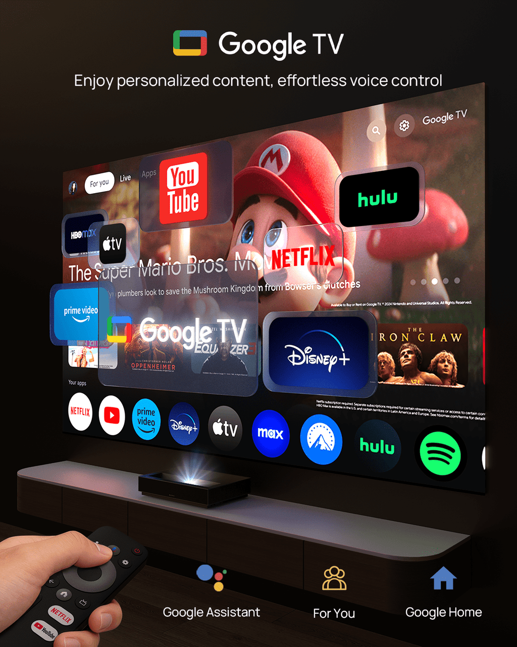 WEMAX Nova 4K UHD Ultra Short Throw Projector with WIFI Bluetooth, Android TV with Dolby Atmos, UST Laser TV Home Theater Projector