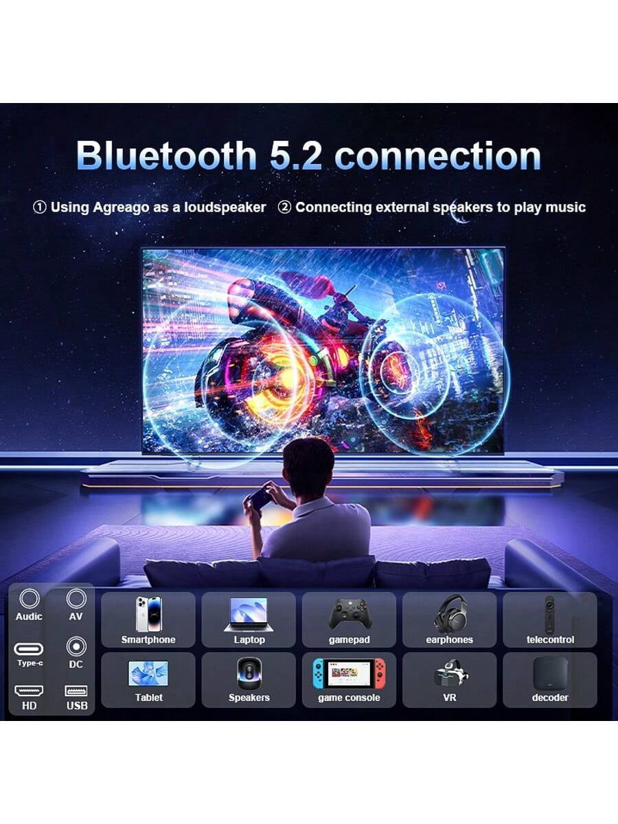 Smart Mini 4K Projector: Portable Home Theater with Auto Keystone, WiFi, Bluetooth & Apps for Bedroom & Outdoor Entertainment