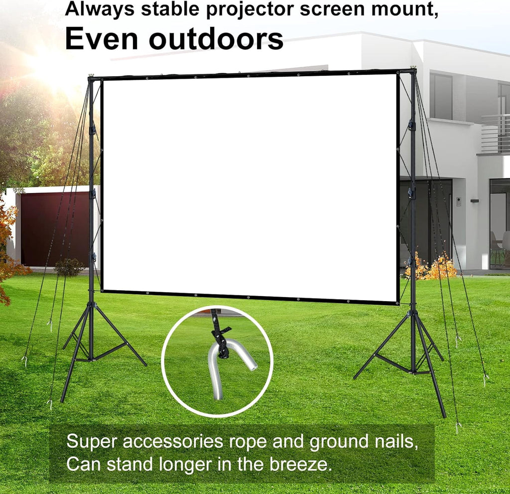 LINCO 120in Projector Screen Stand with Project Stand for 4K HD 16: 9 Screen Wrinkle-Free with Carrying Bag -AM307T