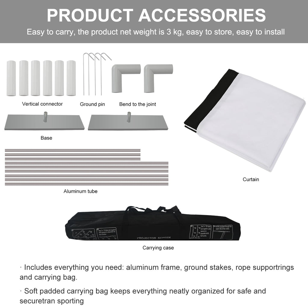 SKERELL Deal for 100 inch Portable Projector Screen with Stand,4K 16:9 Outdoor Movie Screen with Carry Bag