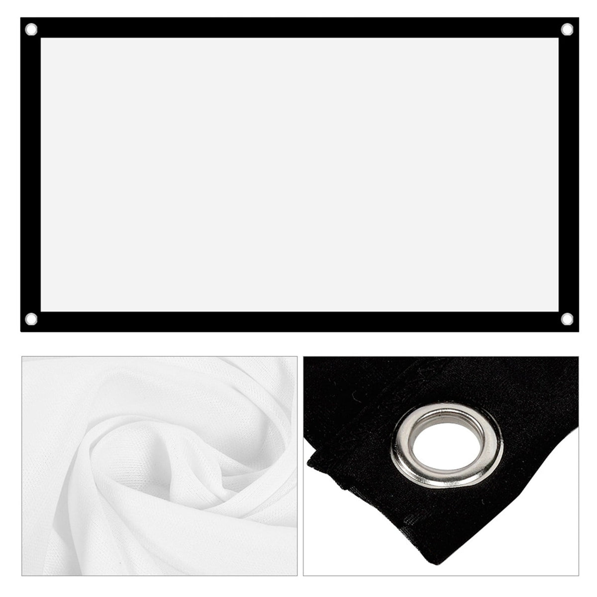 BIMZUC 40 inches / 101.6 cm 16:9 Thicken Portable Non Crease Soft White Polyester Projector Curtain Projection Screen 1.4-2.3 Meters Viewing Distance for Home Theater Indoor Outdoor