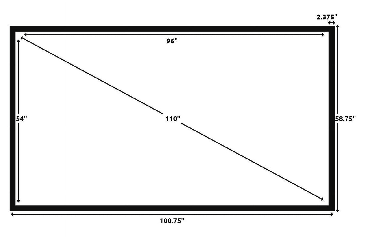 STR-169110 Silver Ticket, 110" 16:9 4K / 8K Fixed Frame Projector Screen, White Material