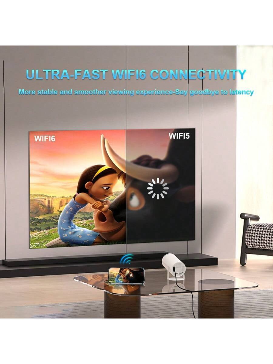 Smart Mini 4K Projector: Portable Home Theater with Auto Keystone, WiFi, Bluetooth & Apps for Bedroom & Outdoor Entertainment