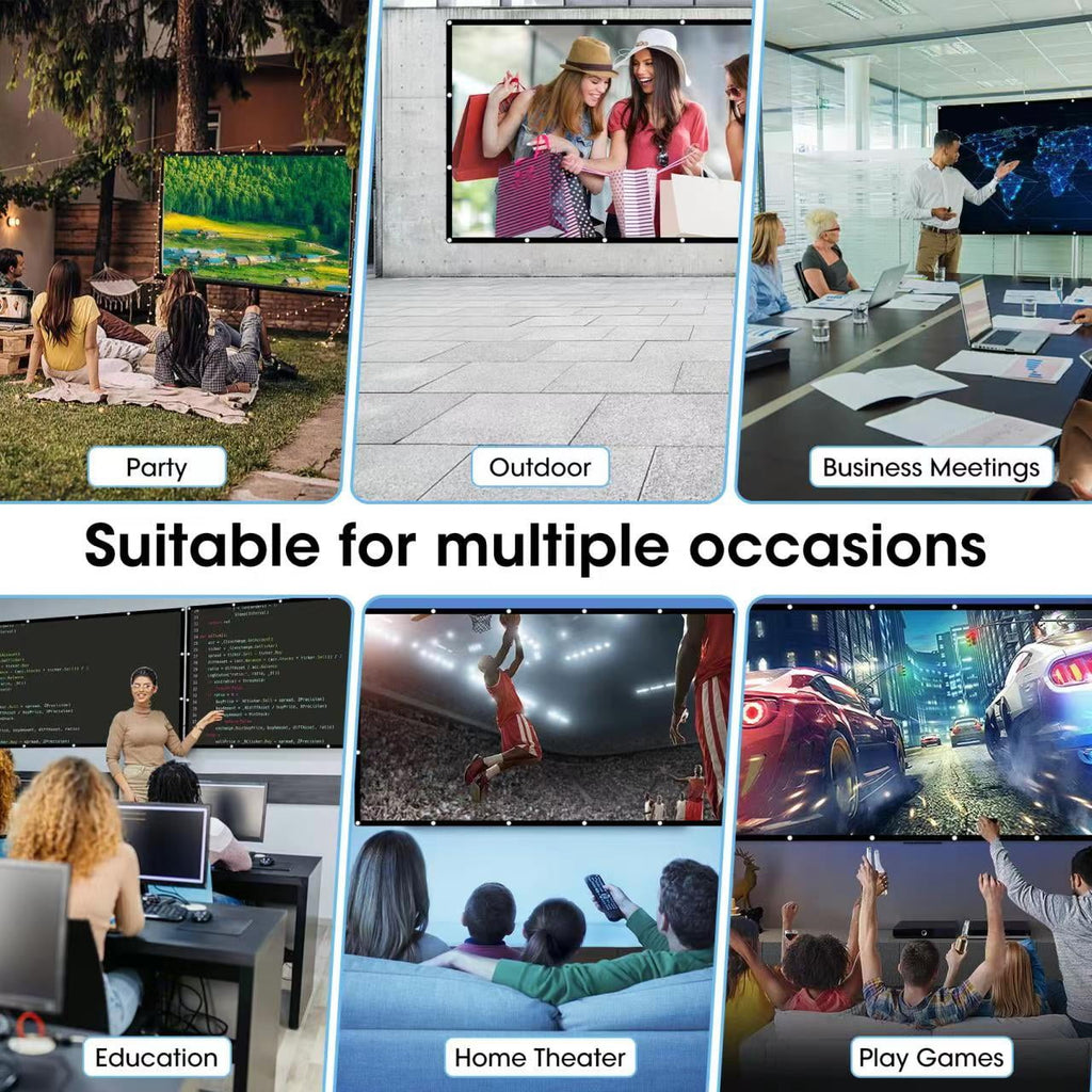 Visulapex Wall Mount 120" Movie Projector Screen, White