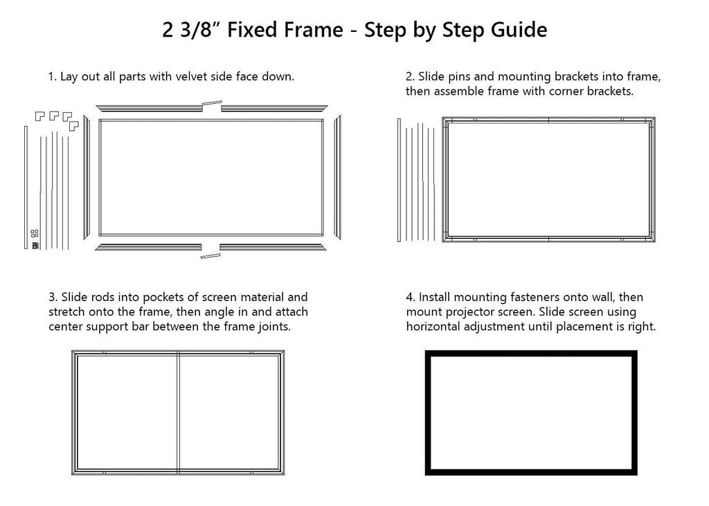 STR-169110 Silver Ticket, 110" 16:9 4K / 8K Fixed Frame Projector Screen, White Material