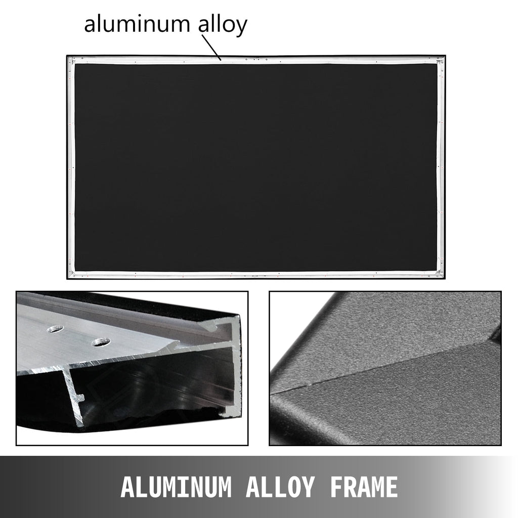 KFFKFF 130 inch Projector Screen Fixed Frame 16:9 Movie Screen Fixed Frame 3D Projector Screen for 4K HDTV Movie Theater