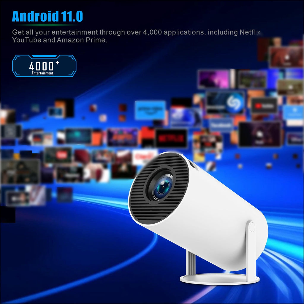 Mini Projector 4K Support with WiFi 6 & BT 5.4 290 ANSI Brightness, Auto Keystone, 180 Degree Rotation, Portable Projector for Home Theater & Outdoor Movies HY300Pro