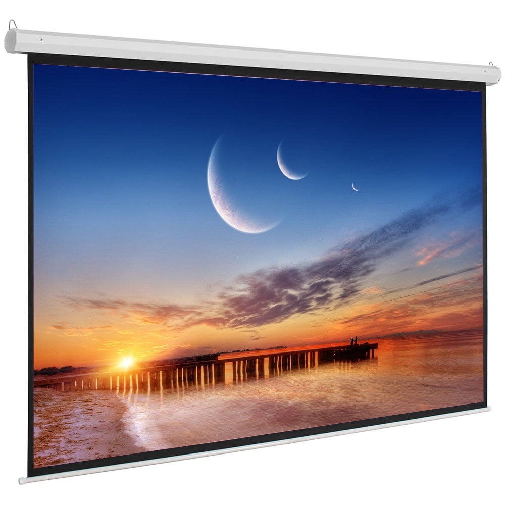 92 Inch Motorized Projector Screen 16:9 with Remote Control, 80x45 Inch Viewing Area Matte White, Wall Ceiling Mount for Home Theater