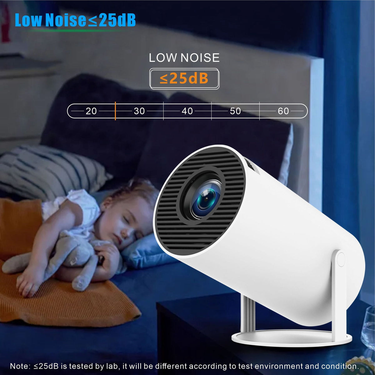 Mini Projector 4K Support with WiFi 6 & BT 5.4 290 ANSI Brightness, Auto Keystone, 180 Degree Rotation, Portable Projector for Home Theater & Outdoor Movies HY300Pro