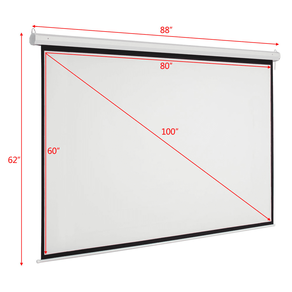 Ktaxon 100" Electric Motorized Remote Projection Screen HD Movie Projector White 4:3