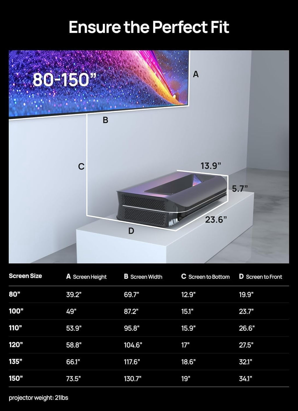 Restored AWOL Vision LTV-3000 Pro 4K Ultra Short Throw Triple Laser Projector, 0.25:1 Ratio