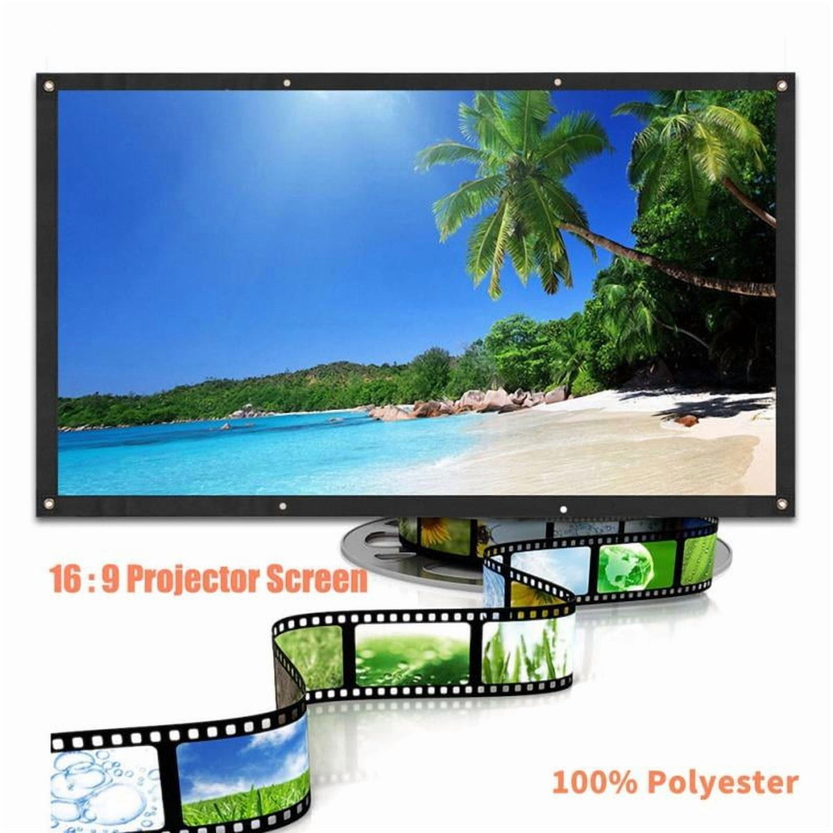 Clearance 60/72/84/100/120/150 Inch 16:9 Portable Projector Screen HD Folding Indoor Outdoor Movie Screen Gaming Office Home Cinema Projector Screen