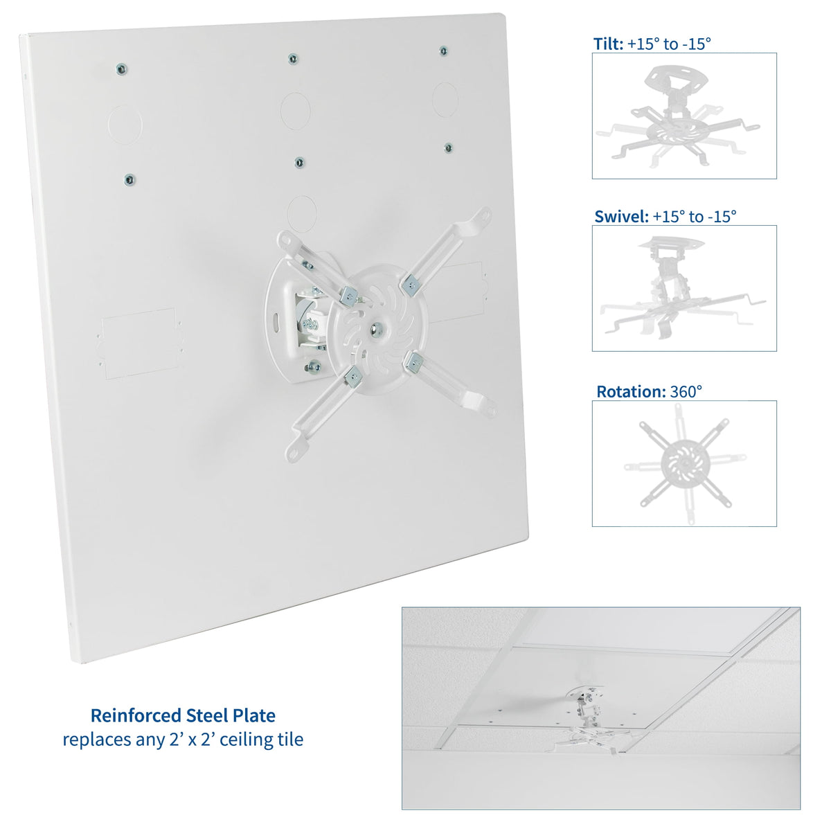 VIVO Universal White Adjustable 2x2 ft Drop Ceiling Projector Mount