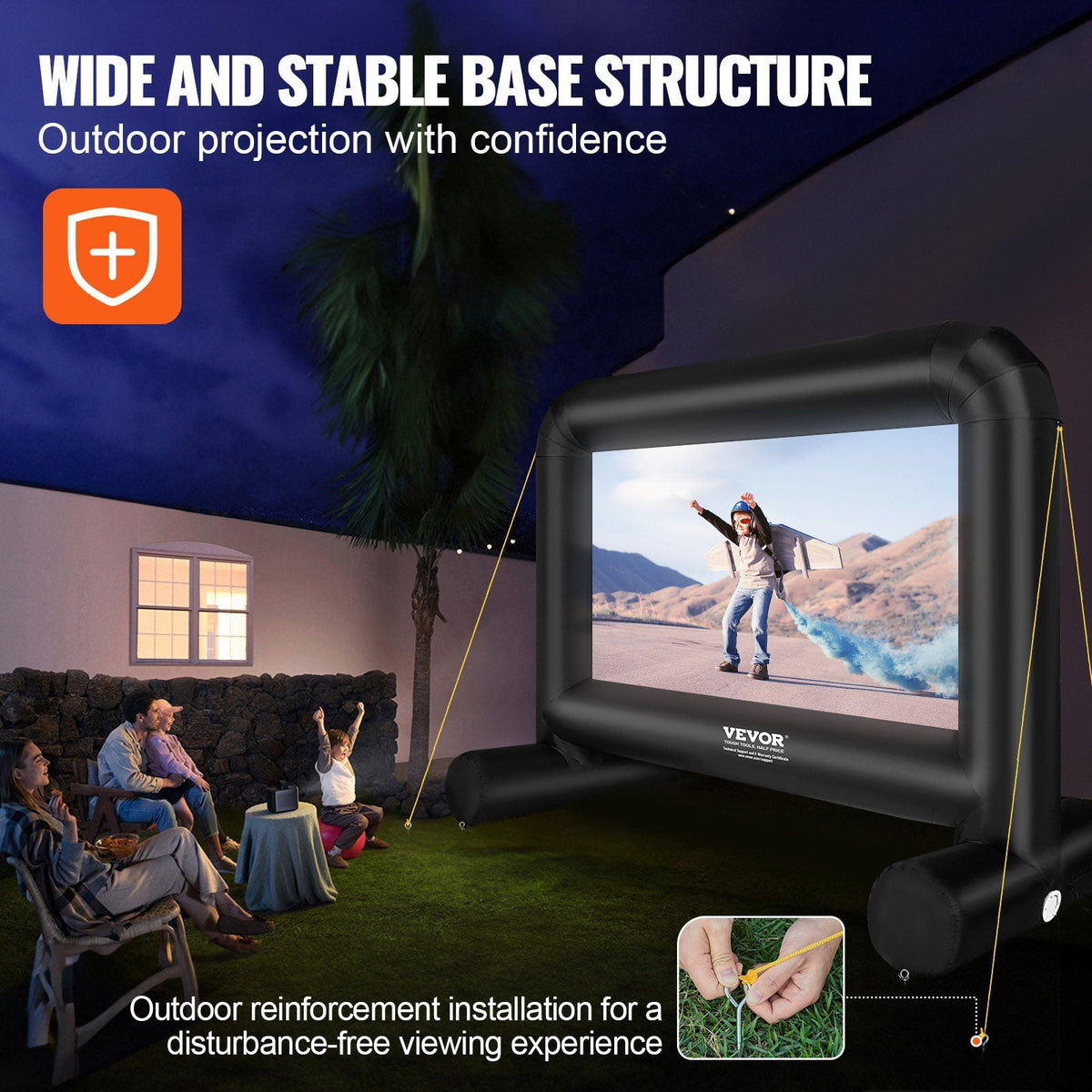 VEVOR Inflatable Movie Screen, 14 FT (168inch)Inflatable Projector Screen for Outside with Blower and Carrying Bag, Front/Rear Projection, Oxford Fabric Blow Up Screen