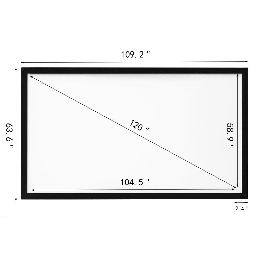 KFFKFF 120inch 16:9 Projection Screen Movie Screen Fixed Frame 3D Projector Screen for 4K HDTV movie theaters, providing an exceptional viewing experience.