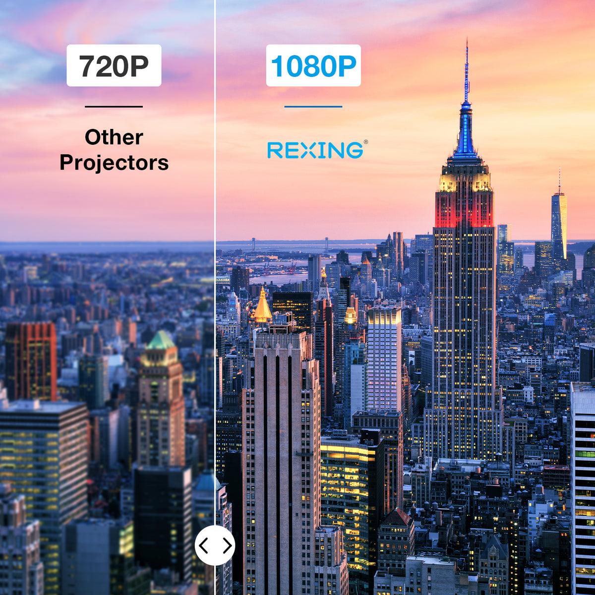 REXING PRD615 Smart Home DLP Projector 750 ANSI Lumens 40" - 150'' w/ Wifi and Bluetooth