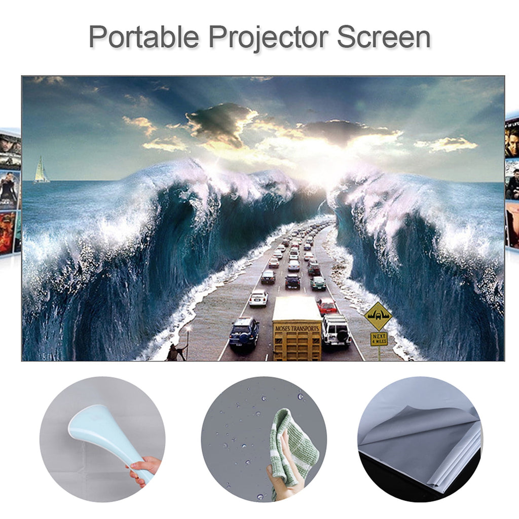 ACAGALA 80 Inch 120 Inch Portable Projector Screen HD 16:9 Frameless Video Projection Screen Foldable Wall Mounted For Home Theater Office Movies
