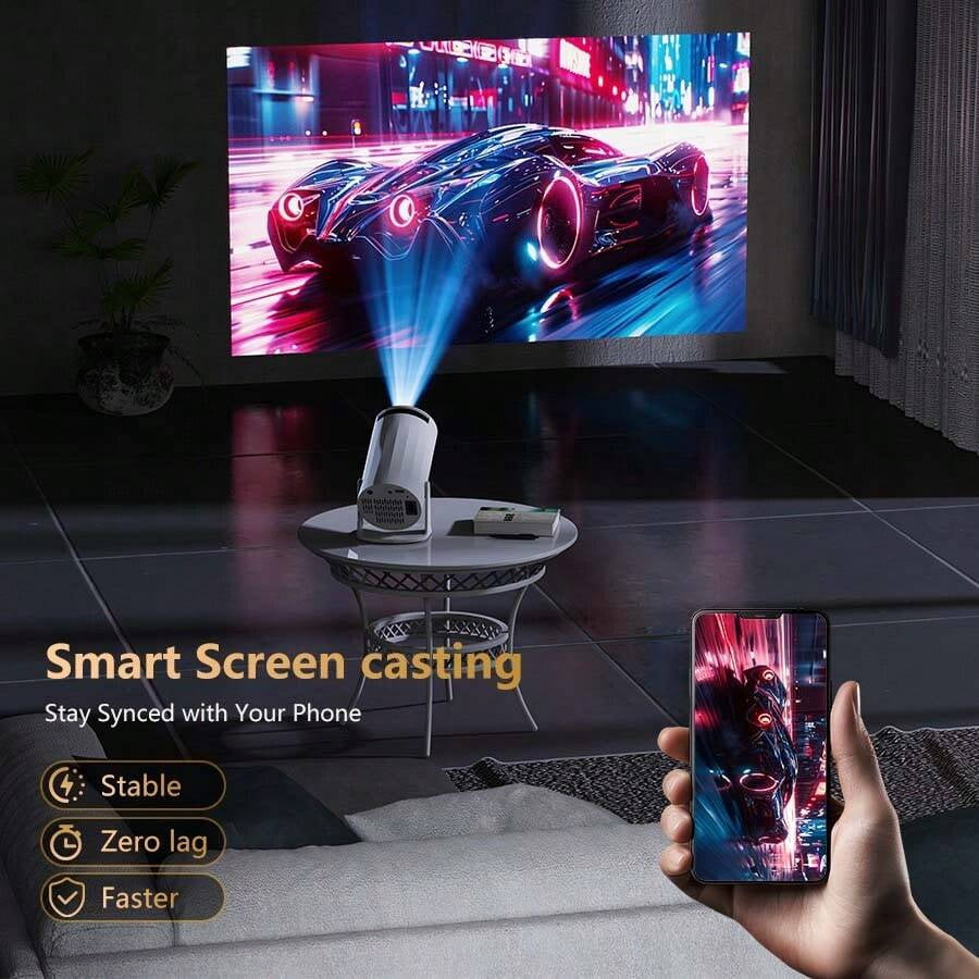 Mini Smart Projector: 4K/1080P WiFi Bluetooth Android 11.0 Auto Keystone Portable Outdoor Projector for Home Theater, Camping, Parties with Remote Control