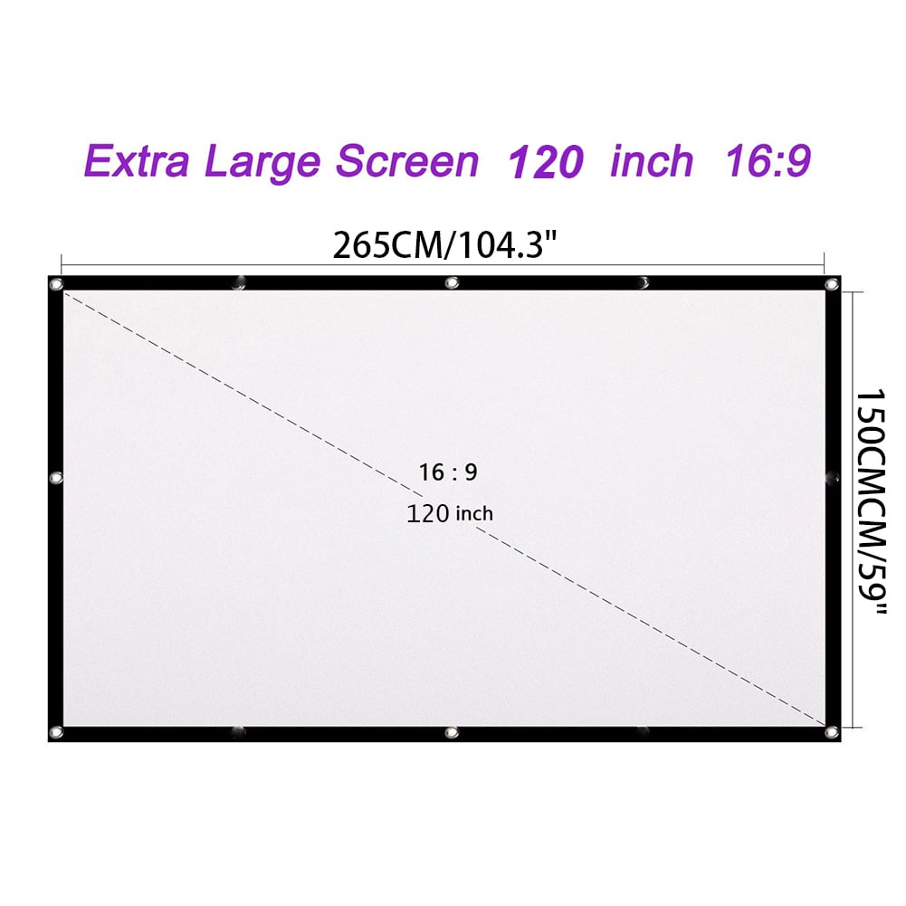 Projector Screen 60inch Portable Projection Screen 16:9 4K HD Rear Front Projections Movies Screen 4K Movie Projector Screen for Indoor Outdoor Home Theater Backyard Cinema Travel
