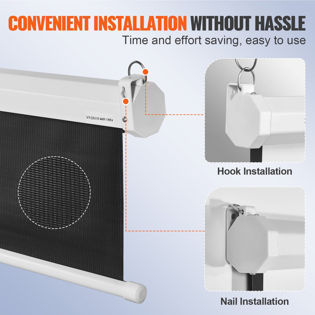 KFFKFF Wall Mount 100" Pull Down Projector Screen, White & Black, TL-100S-A