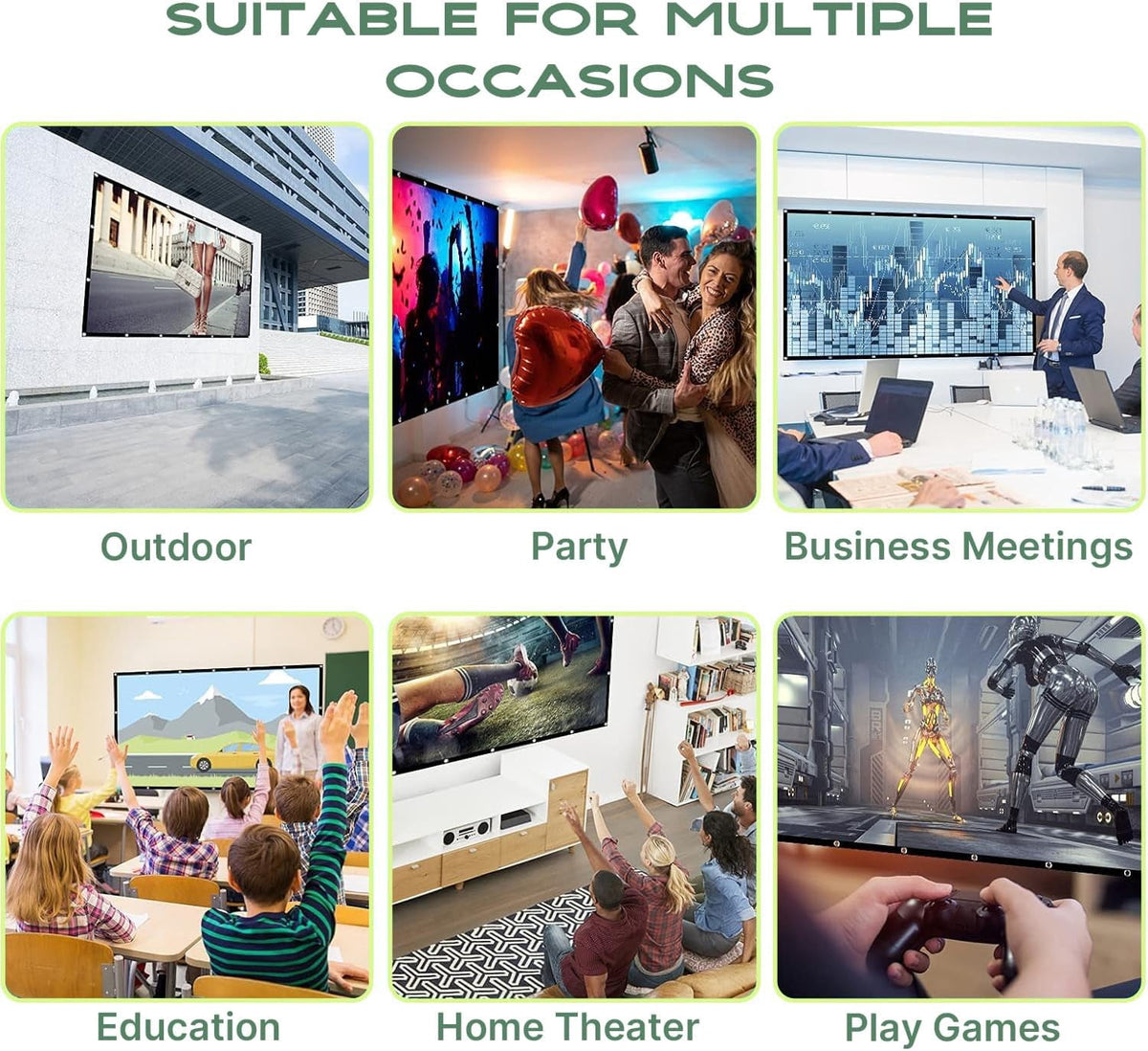 120 inch Projector Screen 16:9, 4K HD Indoor Outdoor Wall Mount Foldable Portable Movie Screens with Storage Bag , Anti-Crease Projection Screen for Home Theater
