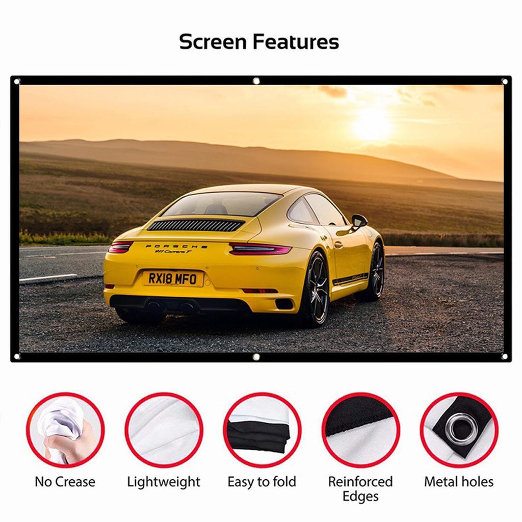 60-150 inch Portable Foldable Projector Screen – HD 16:9 Home Theatre, Outdoor Movie, Easy Install, Durable Polyester, Multi-Size Options‌