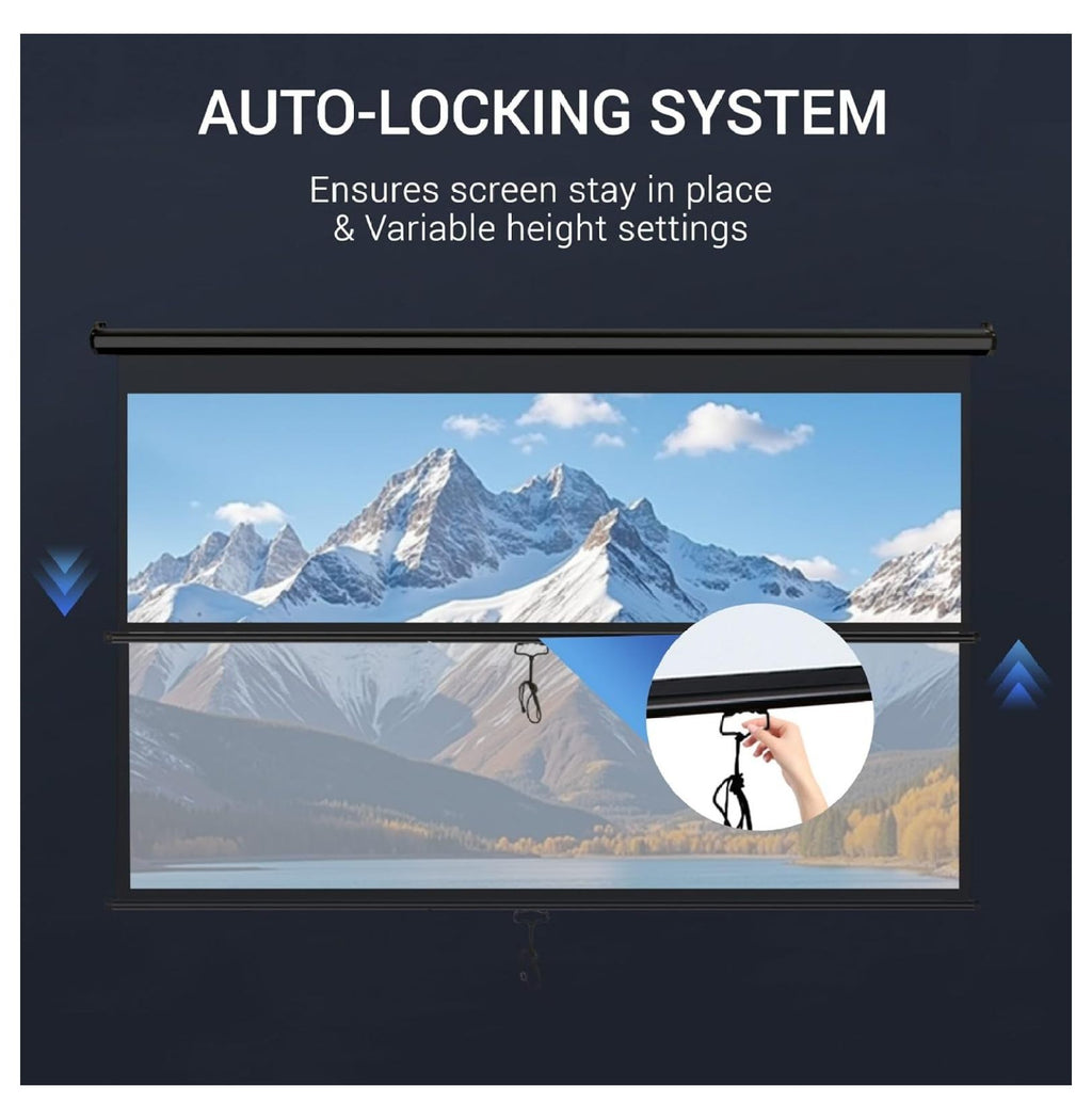 SONGMY 100 Inch Outdoor Projector Screen 16:9 - HD Pull Down Projection Screen, Portable Folding Home Theater Movie Screen for Indoor Outdoor Use