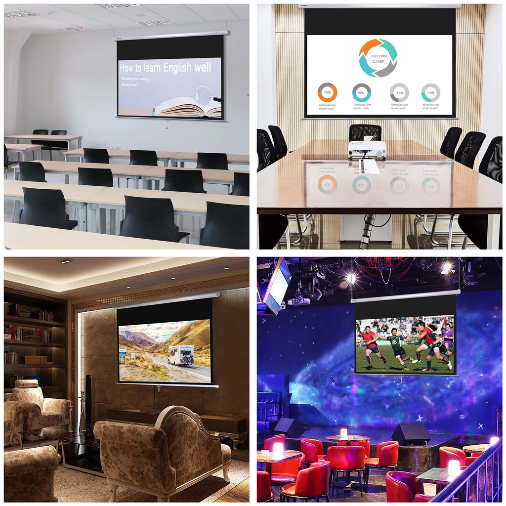 InstaHibit 92" Motorized Projection Screen with Remote Control 16:9 4K 3D HD Electric Projector Screen Wall Mounted Indoor Outdoor Movie Night