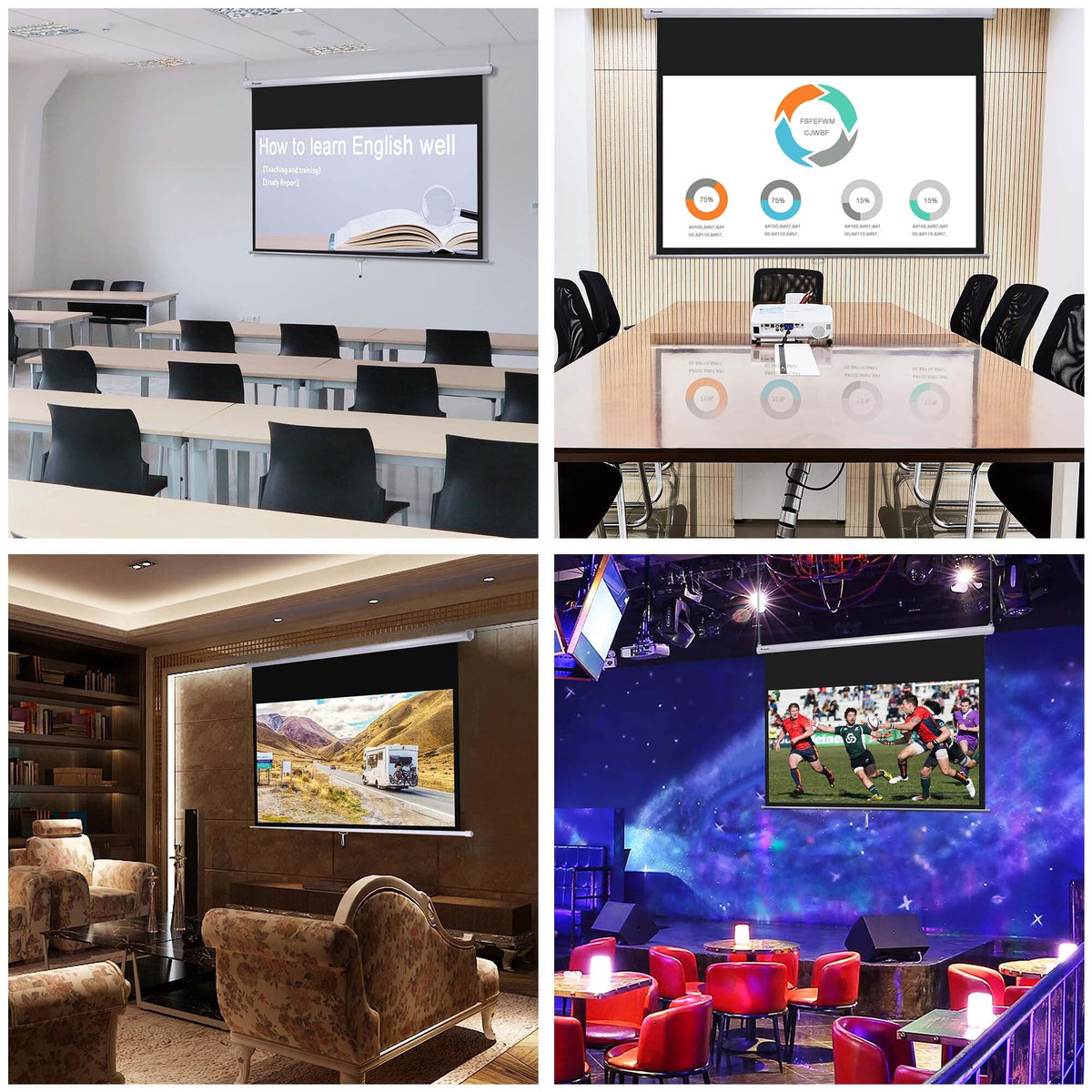 InstaHibit 92" Motorized Projection Screen with Remote Control 16:9 4K 3D HD Electric Projector Screen Wall Mounted Indoor Outdoor Movie Night