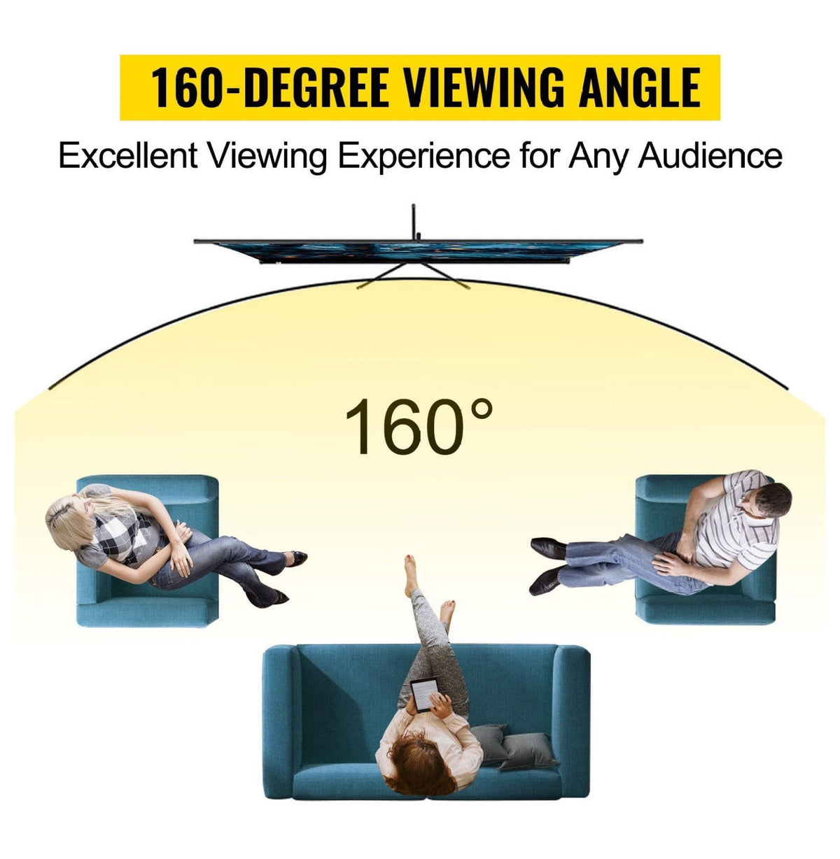 100 Inch Tripod Projector Screen 4K HD Portable Projection Screen with Stand for Home Theater, Movie Night, Office Presentations - 16:9 Aspect Ratio