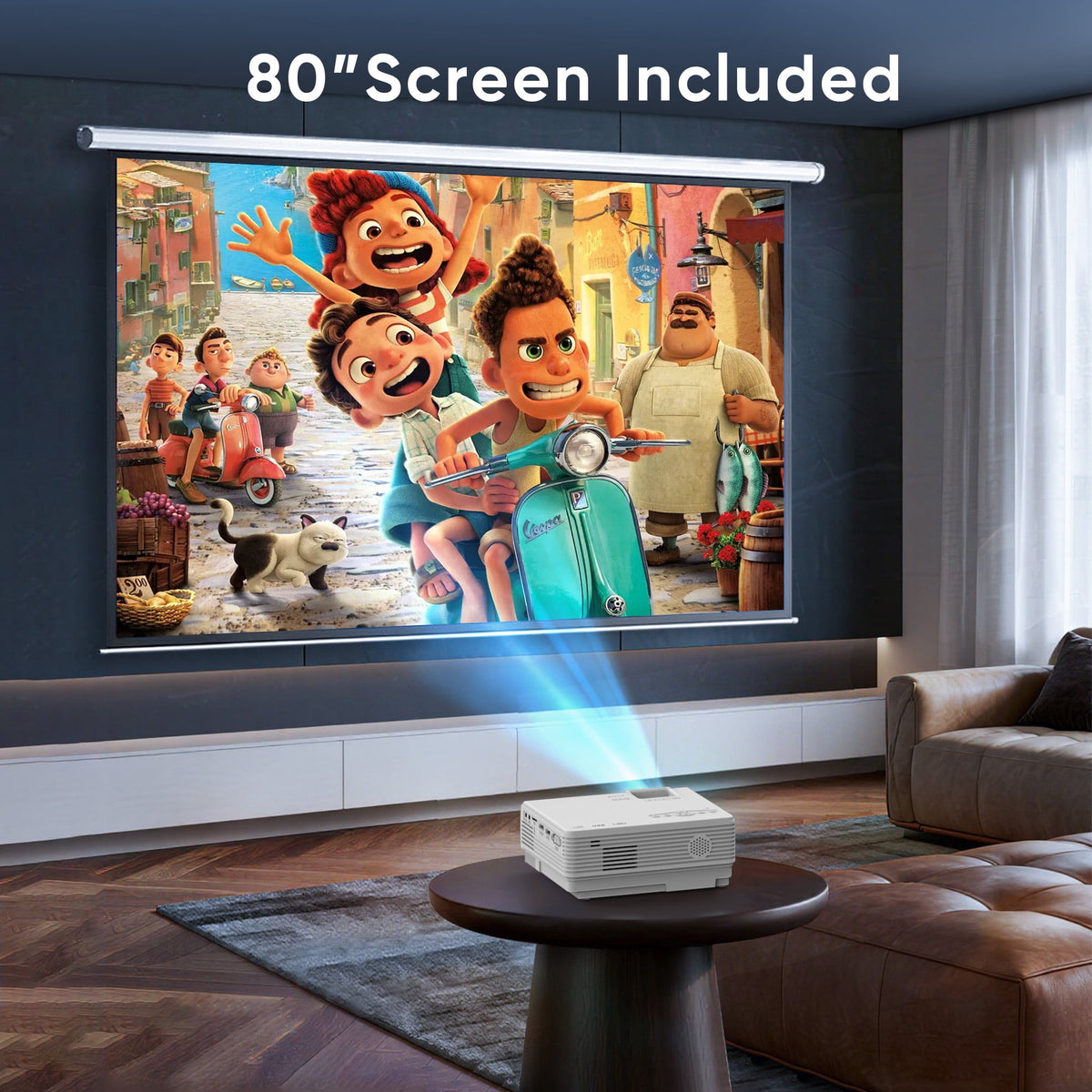 2026 Upgraded Projector with WiFi and Bluetooth 5.2, Support 4K 1080P Video Mini Projector with HDMI for Home Theater/Bedroom/Outdoor
