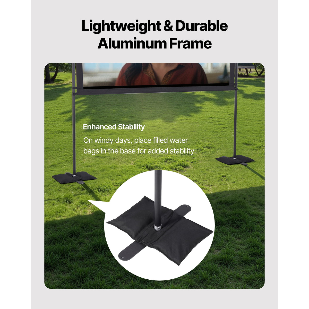KFFKFF 100" Projector Screen with Stand, 16:9, 4K, HD, Crease-Resistant,Portable Movie Screen for Family Theater, Indoor and Outdoor.
