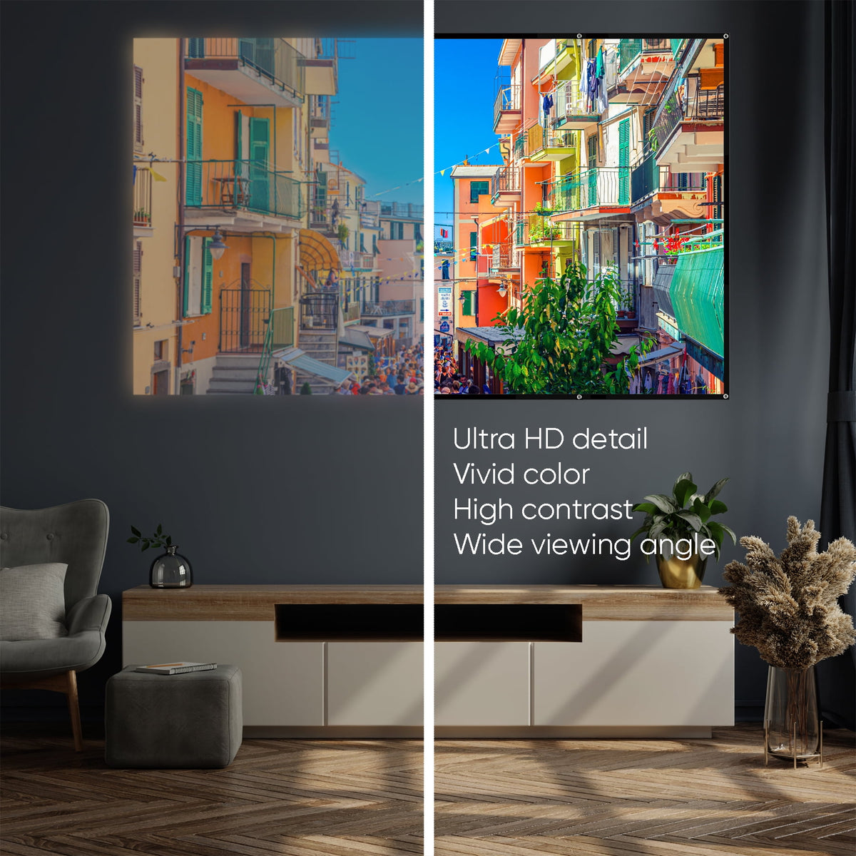onn 120 in 16:9 Portable Indoor/Outdoor Wall-Mounted Theater Projection Screen