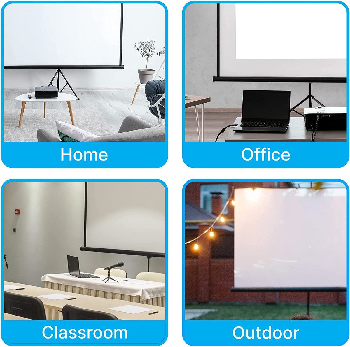 Pyle Universal Projector Screen W/ Stand 60-inch Floor Standing Portable Fold-Out Rollup Matte