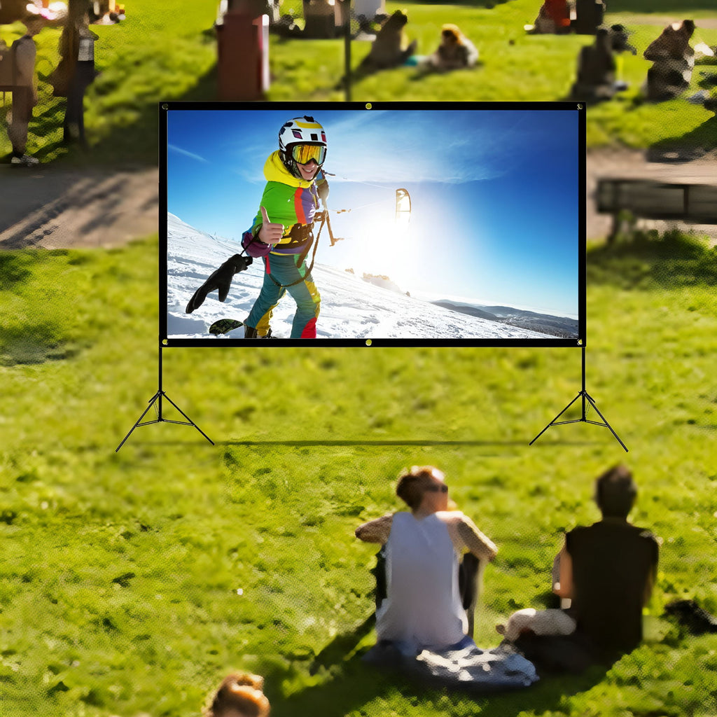 GJX 120 Inch Portable Projector Screen, White Wall Mount Projection Screen with Stand, 4:3 Polyester for Home Office and Classroom