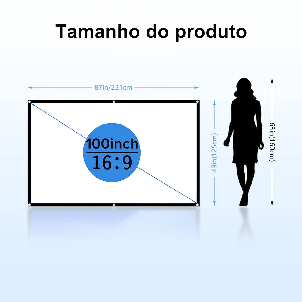Salange Wall Mount 100" Movie Indoor/Outdoor Foldable Anti-Crease Projector Screen,Home Movie Screen Polyester Fibre,White