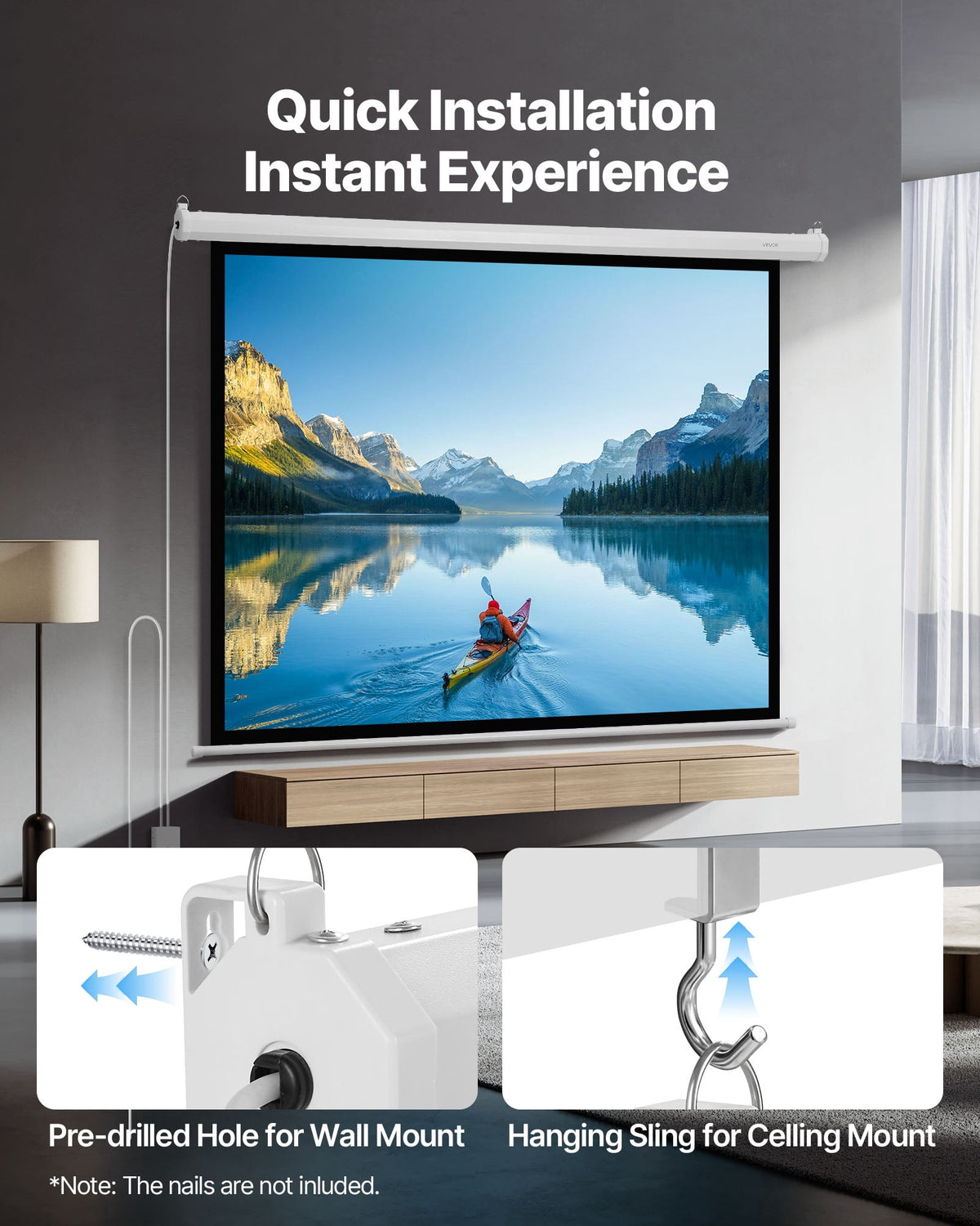VEVOR Motorized Projector Screen, 72 inch 4:3 1080 HD Electric Projection Screen, Wall Mounted Projection Dispaly Projector with Remote Control, Automatic Movie Screen for Family Home Office Theater