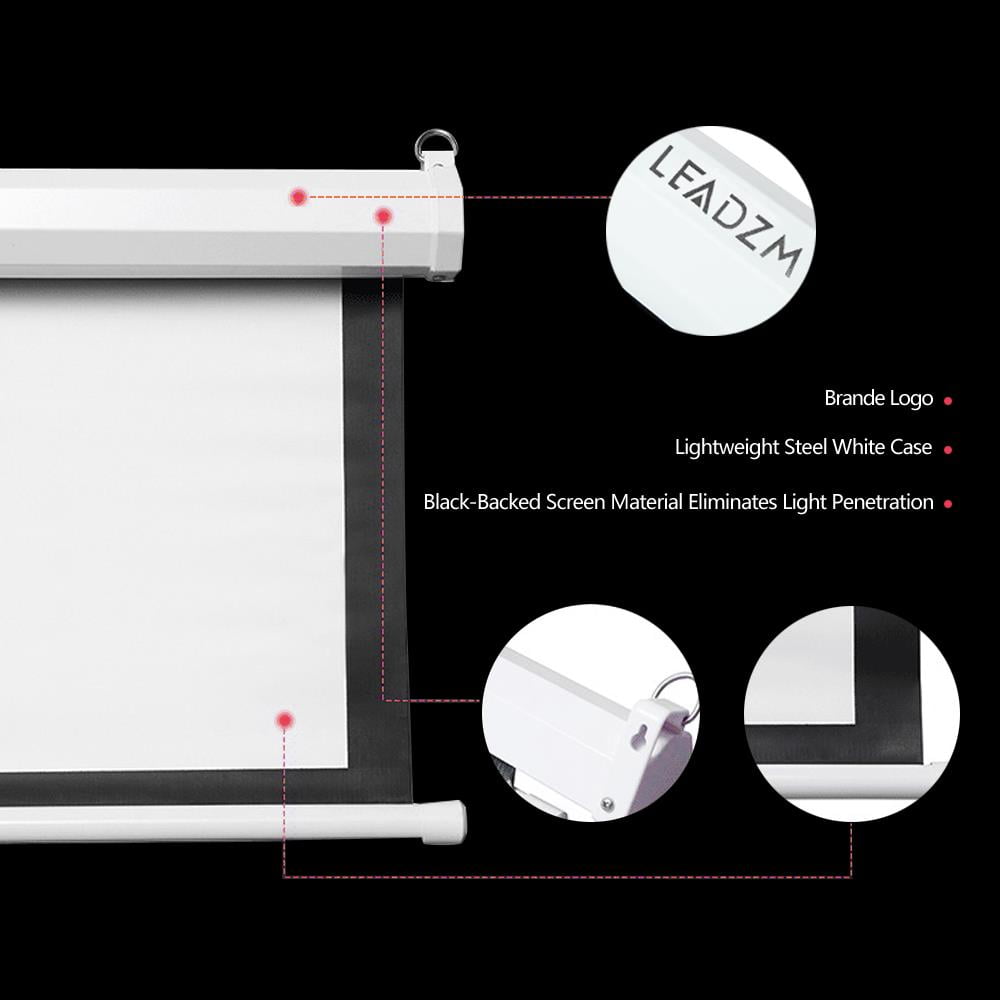 Ktaxon 100" Electric Motorized Remote Projection Screen HD Movie Projector White 4:3