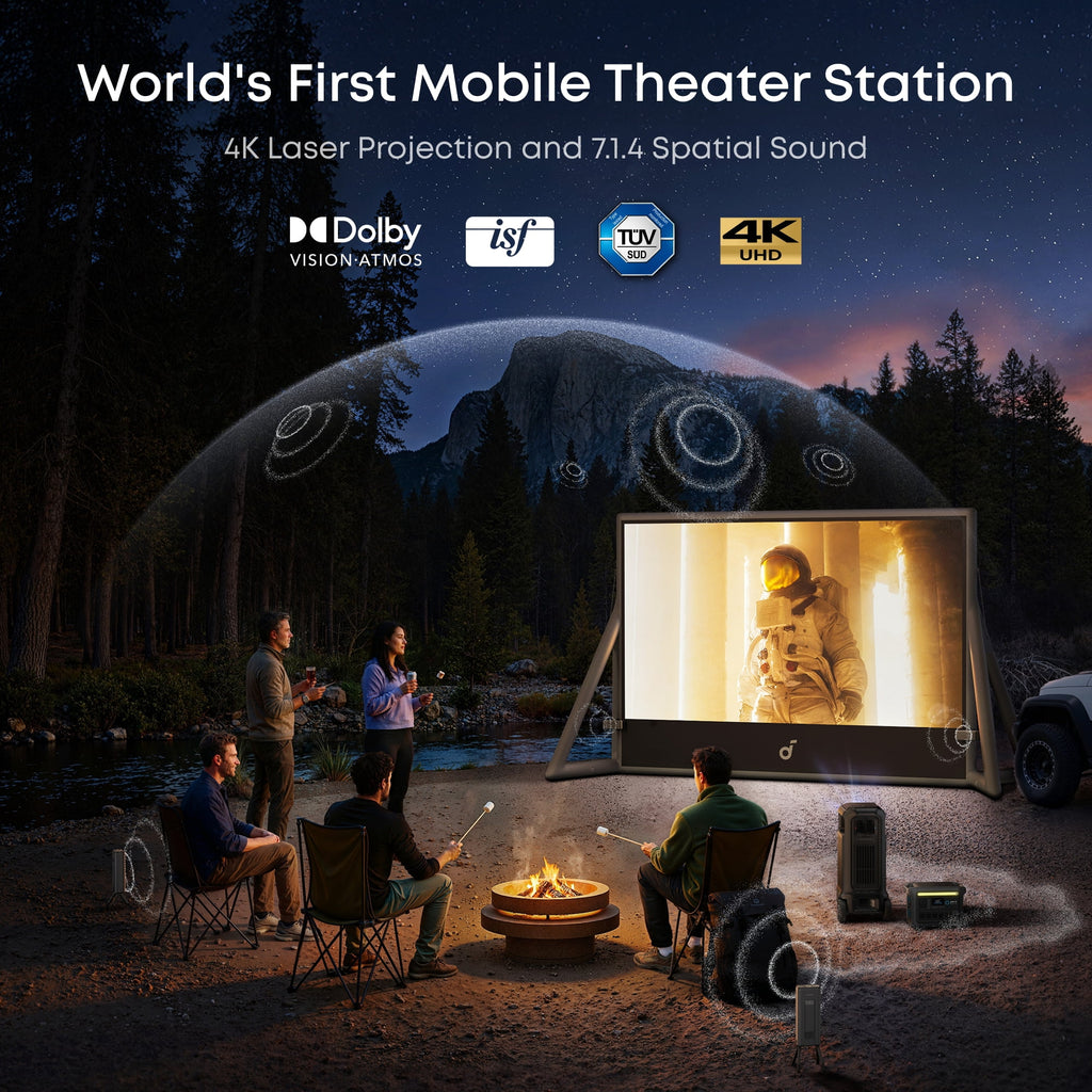 Soundcore Nebula X1 Pro 4K Outdoor Projector, Triple Laser, 3500 ANSI Lumens, Spatial Sound, 56000:1 Contrast, Optical Zoom