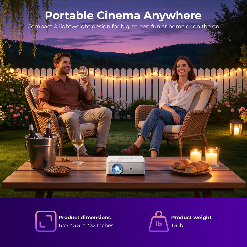 ELEPHAS Roku TV Smart Projector with Wi-Fi and Bluetooth, Built-in Roku TV Streaming Experience, Dolby Audio, Portable Mini Smart Projector