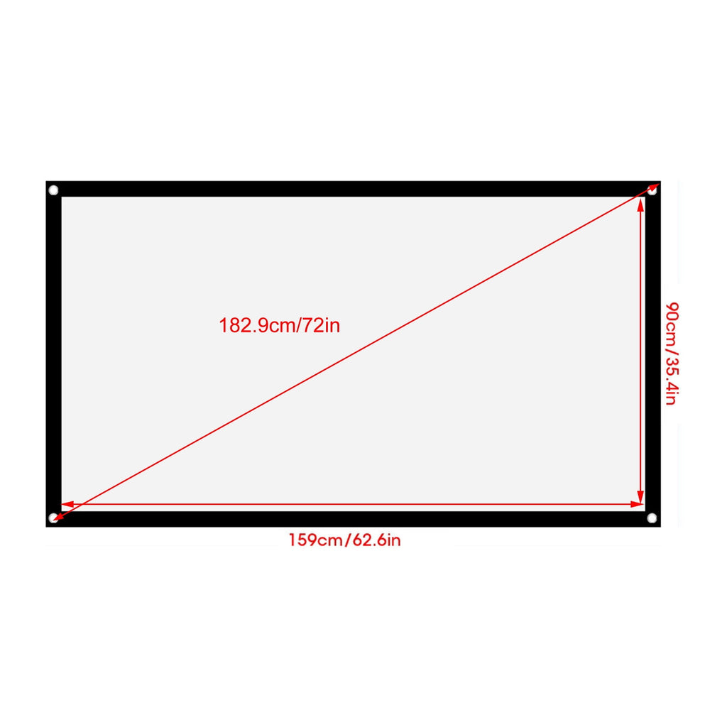 BIMZUC 40 inches / 101.6 cm 16:9 Thicken Portable Non Crease Soft White Polyester Projector Curtain Projection Screen 1.4-2.3 Meters Viewing Distance for Home Theater Indoor Outdoor