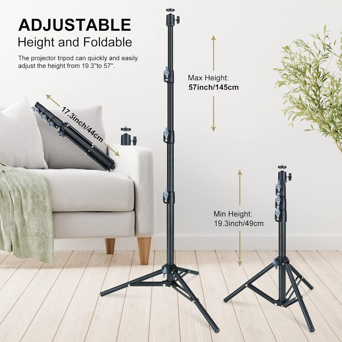 LINCO 120in Projector Screen Stand with Project Stand for 4K HD 16: 9 Screen Wrinkle-Free with Carrying Bag -AM307T