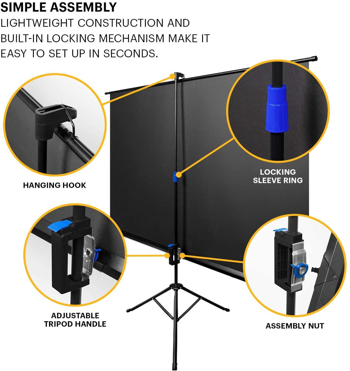 Kodak 100" Projector Screen with Stand, Portable 16:9 Projector Screen with Tripod Stand & Bag