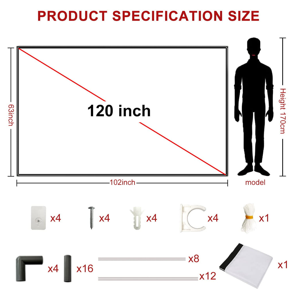 SKERELL 120 inch Fold Projector Screen,Protable Movies Screen for Outdoor Indoor